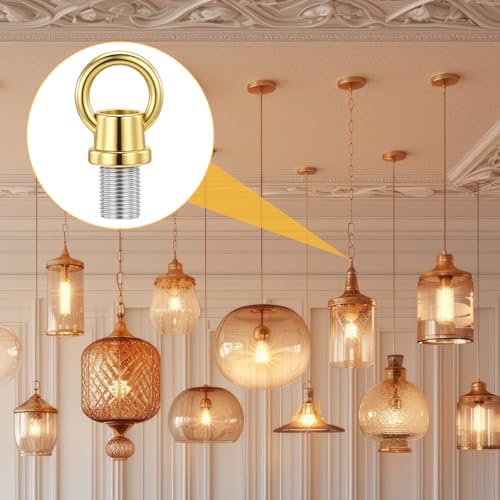 2 Set Gold 1/8-IP Lighting Loops with Link Buckle Connectors for Light Fixture Chandelier Chain Extension, Hook, alternate