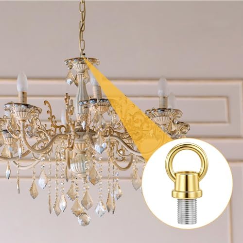 2 Set Gold 1/8-IP Lighting Loops with Link Buckle Connectors for Light Fixture Chandelier Chain Extension, Hook, alternate