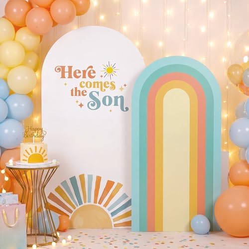 2 Set Here Comes The Son Arch Backdrop Cover, 7.2ft 6.6ft Boho in 87 x 47 inch in Colorful