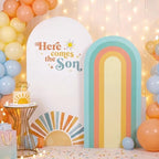 2 Set Here Comes The Son Arch Backdrop Cover, 7.2ft 6.6ft Boho in 87 x 47 inch in Colorful