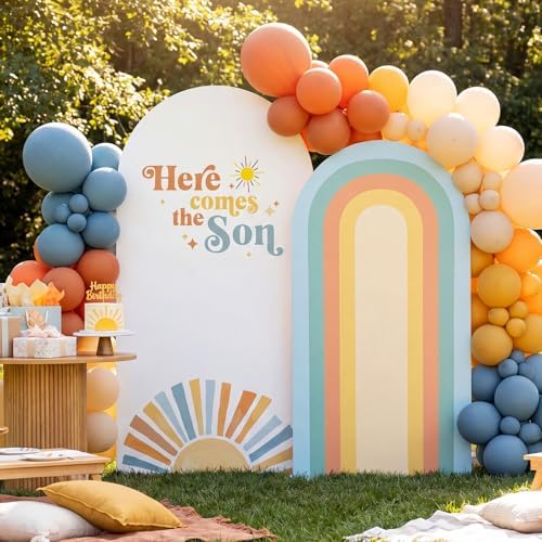 2 Set Here Comes The Son Arch Backdrop Cover, 7.2ft 6.6ft Boho in 87 x 47 inch in Colorful, alternate view 3