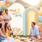 2 Set Here Comes The Son Arch Backdrop Cover, 7.2ft 6.6ft Boho in 87 x 47 inch in Colorful, alternate view 4