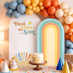 2 Set Here Comes The Son Arch Backdrop Cover, 7.2ft 6.6ft Boho in 87 x 47 inch in Colorful, alternate view 5