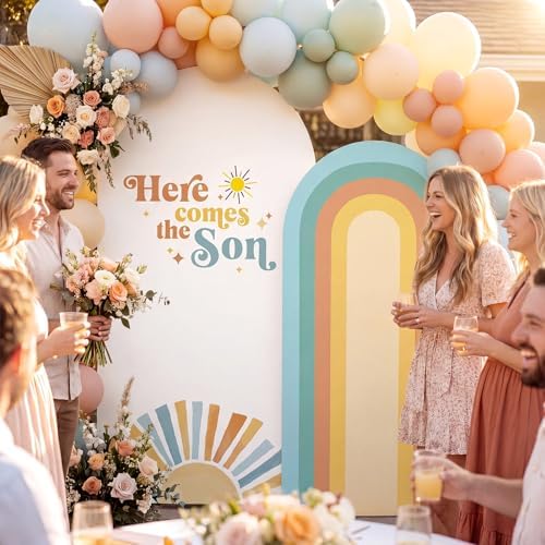 2 Set Here Comes The Son Arch Backdrop Cover, 7.2ft 6.6ft Boho in 87 x 47 inch in Colorful, alternate view 6