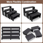 2 Set Large Black Display Risers Wooden Tiered Risers for Display Stand 4 Tiered 8Pcs Racks Perfume Organizer, alternate view