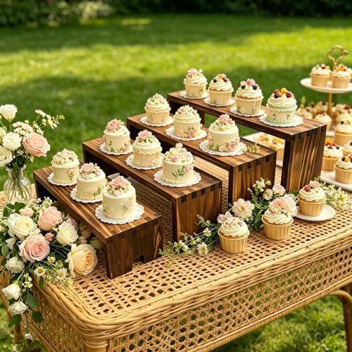 2 Set Large Cupcake Stands Wood Cake Stand Wooden Display Risers Wood Riser Dessert Table Display Set Farmhouse, alternate