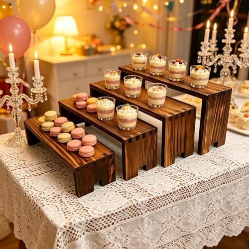 2 Set Large Cupcake Stands Wood Cake Stand Wooden Display Risers Wood Riser Dessert Table Display Set Farmhouse, alternate