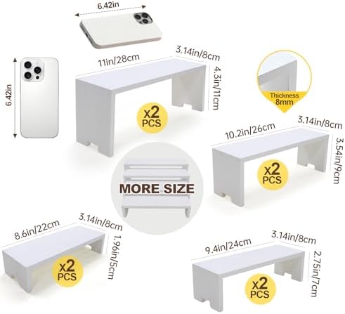 2 Set Large Display Risers White Perfume Riser Wooden Display Stand Cologne Stands 4 Tiered 8Pcs Cupcake Stands, alternate
