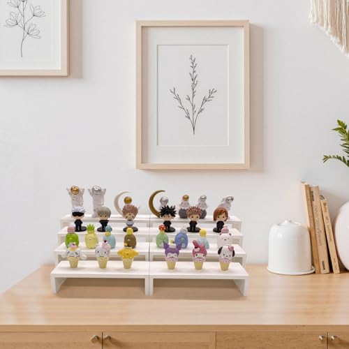 2 Set Large Display Risers White Perfume Riser Wooden Display Stand Cologne Stands 4 Tiered 8Pcs Cupcake Stands, alternate
