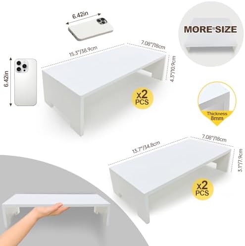 2 Set Large White Display Riser Wooden Risers Wood Cupcake Stand Display Stands 2 Tiered 4 Pcs Rectangular, alternate view 3