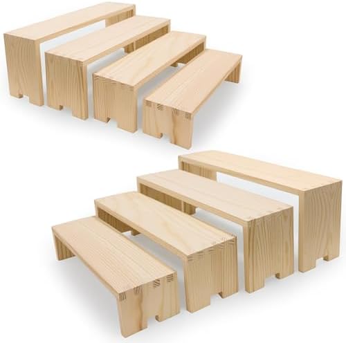 2 Set Large Wood Display Risers Display Stands Wooden Cupcake Stand Dessert Food Buffet Risers for Vendor Events