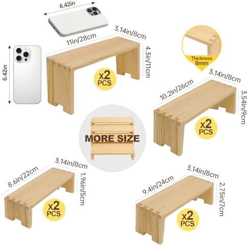 2 Set Large Wood Display Risers Display Stands Wooden Cupcake Stand Dessert Food Buffet Risers for Vendor Events, alternate