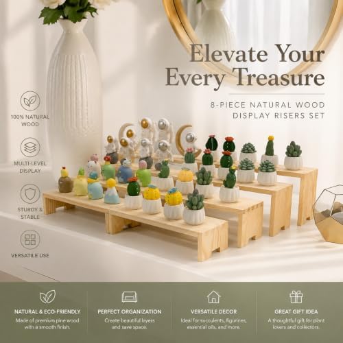 2 Set Large Wood Display Risers Display Stands Wooden Cupcake Stand Dessert Food Buffet Risers for Vendor Events, alternate