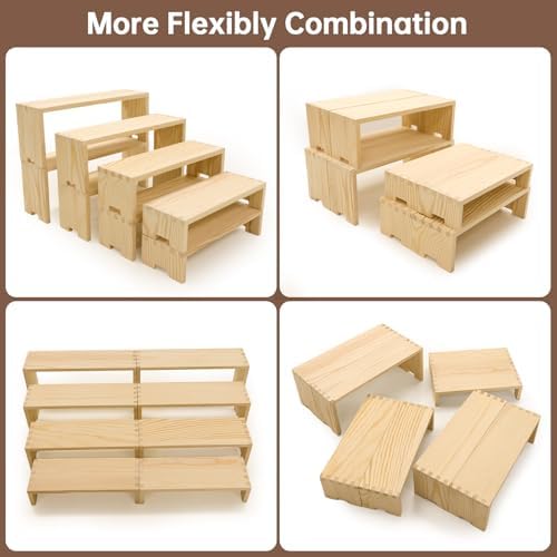 2 Set Large Wood Display Risers Display Stands Wooden Cupcake Stand Dessert Food Buffet Risers for Vendor Events, alternate