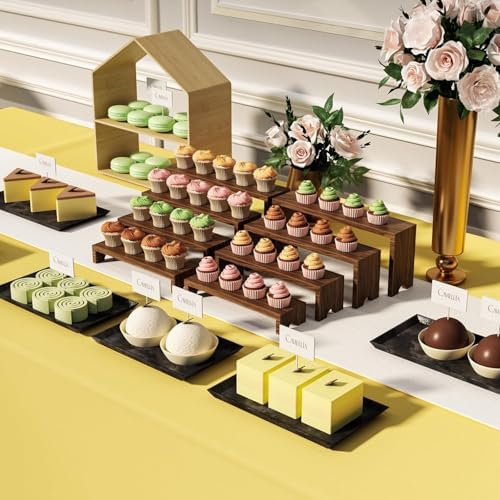 2 Set Large Wooden Tiered Riser Stand for Vendor Booth Events Stackable Cupcake and Dessert Display Farmhouse, alternate view