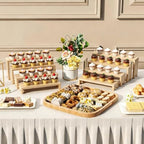2 Set Large Wooden Tiered Riser Stand for Vendor Booth Events Stackable Cupcake and Dessert Display Farmhouse, alternate view