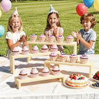 2 Set Large Wooden Tiered Riser Stand for Vendor Booth Events Stackable Cupcake and Dessert Display Farmhouse, alternate view