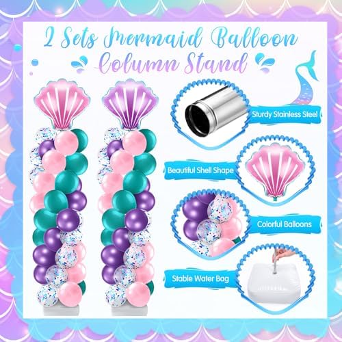 2 Set Mermaid Balloon Column Stand Kit, alternate view 4