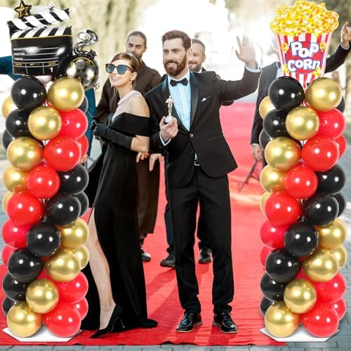2 Set Movie Night Balloon Column Stand Kit Adjustable Popcorn Balloon Decor, alternate view 2