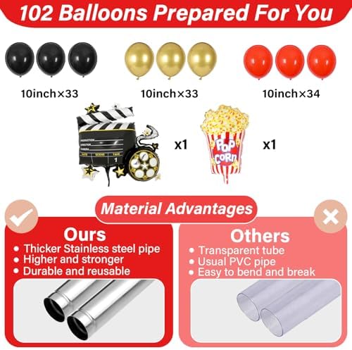 2 Set Movie Night Balloon Column Stand Kit Adjustable Popcorn Balloon Decor, alternate view 4