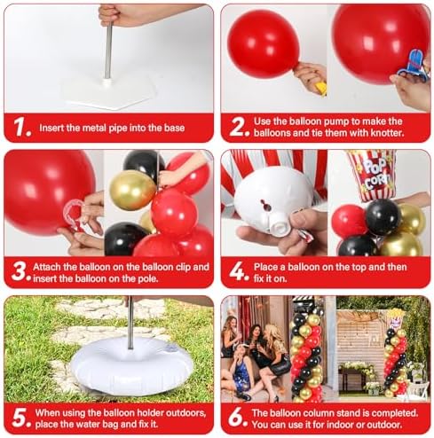 2 Set Movie Night Balloon Column Stand Kit Adjustable Popcorn Balloon Decor, alternate view 5