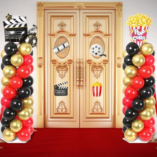 2 Set Movie Night Balloon Column Stand Kit Adjustable Popcorn Balloon Decor, alternate view 6