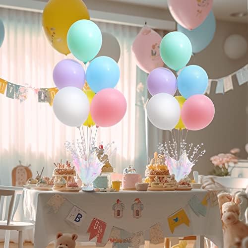 2 Set Pastel Birthday Decorations Rainbow Party Table Balloons Centerpiece Stand Kit for Girls Baby Shower, alternate view 4