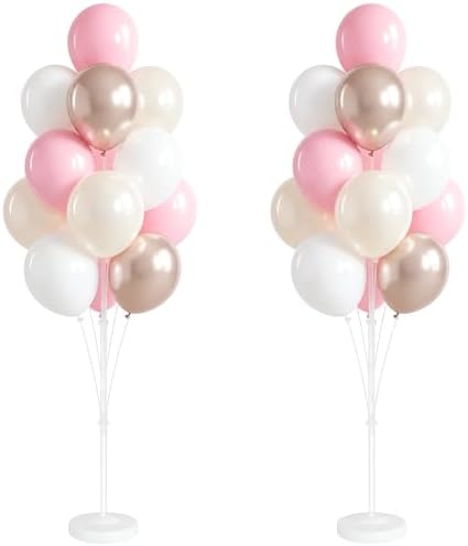2 Set Pastel Gold Balloon Column Adjustable Kit For Party in 26 Count (Pack of 2) in Champagne Pink Metallic