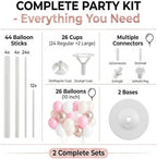 2 Set Pastel Gold Balloon Column Adjustable Kit For Party in 26 Count (Pack of 2) in Champagne Pink Metallic, alternate view