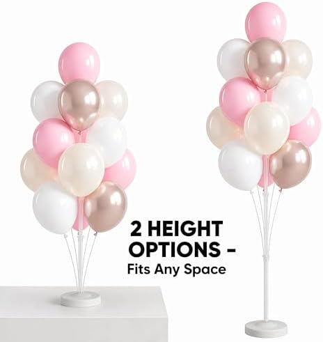 2 Set Pastel Gold Balloon Column Adjustable Kit For Party in 26 Count (Pack of 2) in Champagne Pink Metallic, alternate view