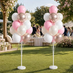 2 Set Pastel Gold Balloon Column Adjustable Kit For Party in 26 Count (Pack of 2) in Champagne Pink Metallic, alternate view