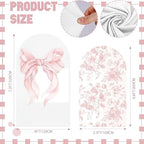 2 Set Pink Bow Floral Arch Backdrop Cover 7.2ft 6.6ft in 87 x 47 inch and 79 x 39 inch in Pink, alternate view 2