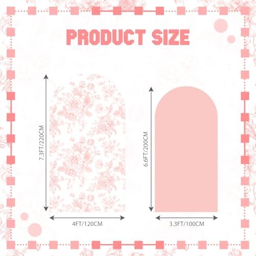 2 Set Pink Floral Arch Cover 7.2ft 6.6ft Stretchy Party Backdrop, alternate view 2
