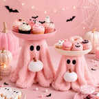 2 Set Pink Ghost Halloween Candy Bowl, Pumpkin Candy Dish in Pink, White