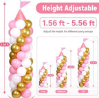2 Set Pink Princess Castle Balloon Column Stand Kit Adjustable Decor, alternate view 3