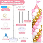 2 Set Pink Princess Castle Balloon Column Stand Kit Adjustable Decor, alternate view 4