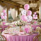 2 Set Pink Table Balloons Foil Spray Centerpiece with Pink and Confetti Balloons Stand Kit for Birthday Party, alternate view
