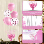 2 Set Pink Table Balloons Foil Spray Centerpiece with Pink and Confetti Balloons Stand Kit for Birthday Party, alternate view