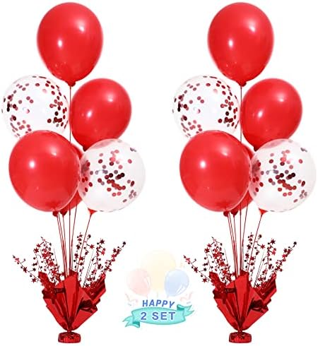 2 Set Red Balloon Centerpieces for Tables Red Balloons Stand Kit for Birthday Party Graduation Baby Shower