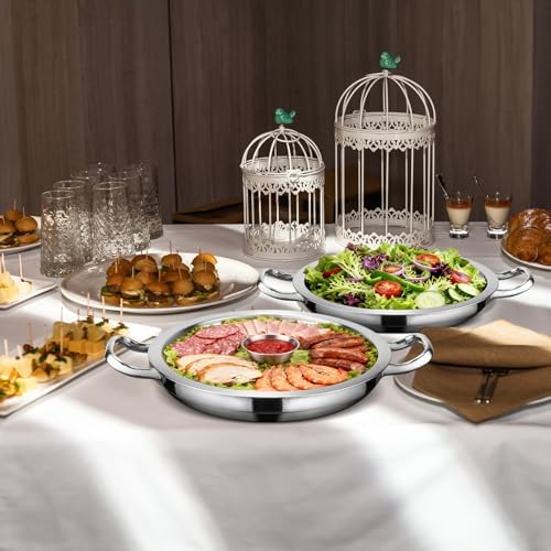 2-Set Shrimp Cocktail Serving Dish with Ice Tray, Cold Chilled Serving Tray in 2-Set Round in Silver, alternate view 2
