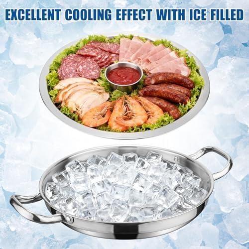 2-Set Shrimp Cocktail Serving Dish with Ice Tray, Cold Chilled Serving Tray in 2-Set Round in Silver, alternate view 4