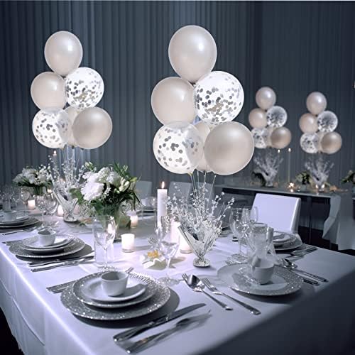 2 Set Silver Balloon Centerpieces for Tables Silver Balloons Stand Kit for Birthday Party Baby Shower Wedding, alternate view