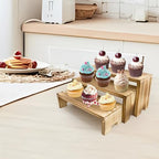 2 Set Small Display Riser Wood Risers Wooden Cupcake Display Stand,9.4"-7.8" Graduated Sizes,3Tiered 6Pcs, alternate view 7