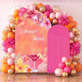 2 Set Sunset Party Decoration Pink and Orange Arch Backdrop Cover in 7.2 x 3.77 ft / 6 x 2.46 ft in Pink and
