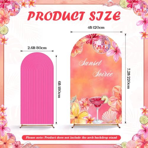 2 Set Sunset Party Decoration Pink and Orange Arch Backdrop Cover in 7.2 x 3.77 ft / 6 x 2.46 ft in Pink and, alternate view