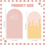 2 Set Sweet One Arch Backdrop Cover 7.2ft 6.6ft Pink Arched in 7.2 x 4 ft, 6.6 x 3.3 ft in Pink, alternate view 2