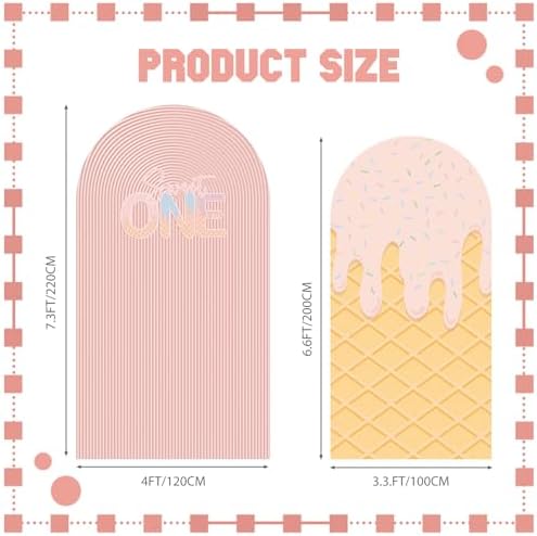 2 Set Sweet One Arch Backdrop Cover 7.2ft 6.6ft Pink Arched in 7.2 x 4 ft, 6.6 x 3.3 ft in Pink, alternate view 2