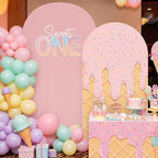 2 Set Sweet One Arch Backdrop Cover 7.2ft 6.6ft Pink Arched in 7.2 x 4 ft, 6.6 x 3.3 ft in Pink, alternate view 3