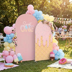 2 Set Sweet One Arch Backdrop Cover 7.2ft 6.6ft Pink Arched in 7.2 x 4 ft, 6.6 x 3.3 ft in Pink, alternate view 5