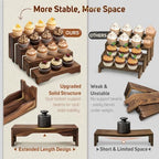 2 Set Upgraded Wooden Tiered Risers Display Stand in Dark Brown, alternate view 4